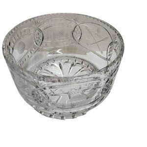 Vintage Golf Themed Bowl Par Excellence Hand Cut 24% Lead Crystal 7.5”